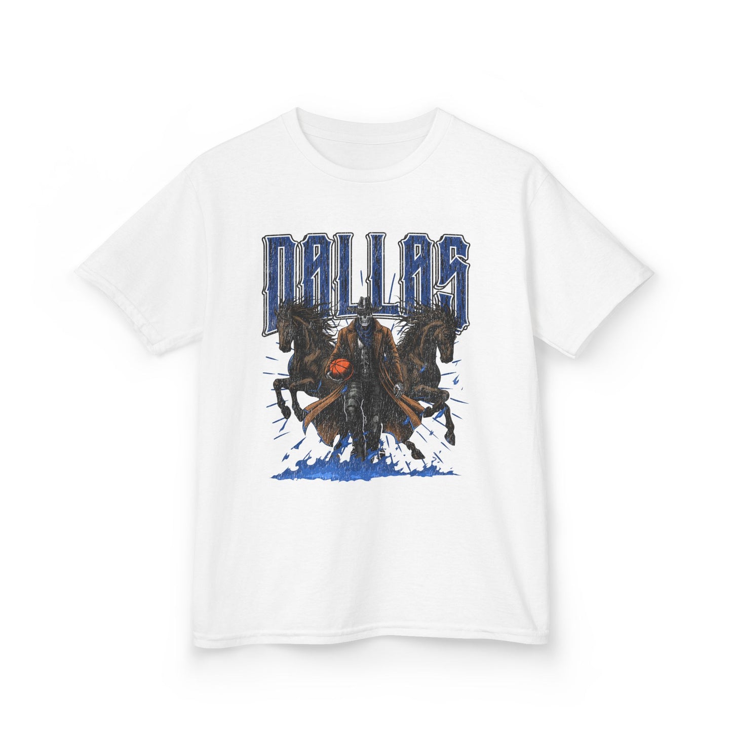 DALLAS BASKETBALL Kids Heavy Cotton Tee, NBA Fan Tee, Basketball Team Shirt, Skeleton Tshirt, Sports Gift, Wicked Weaves