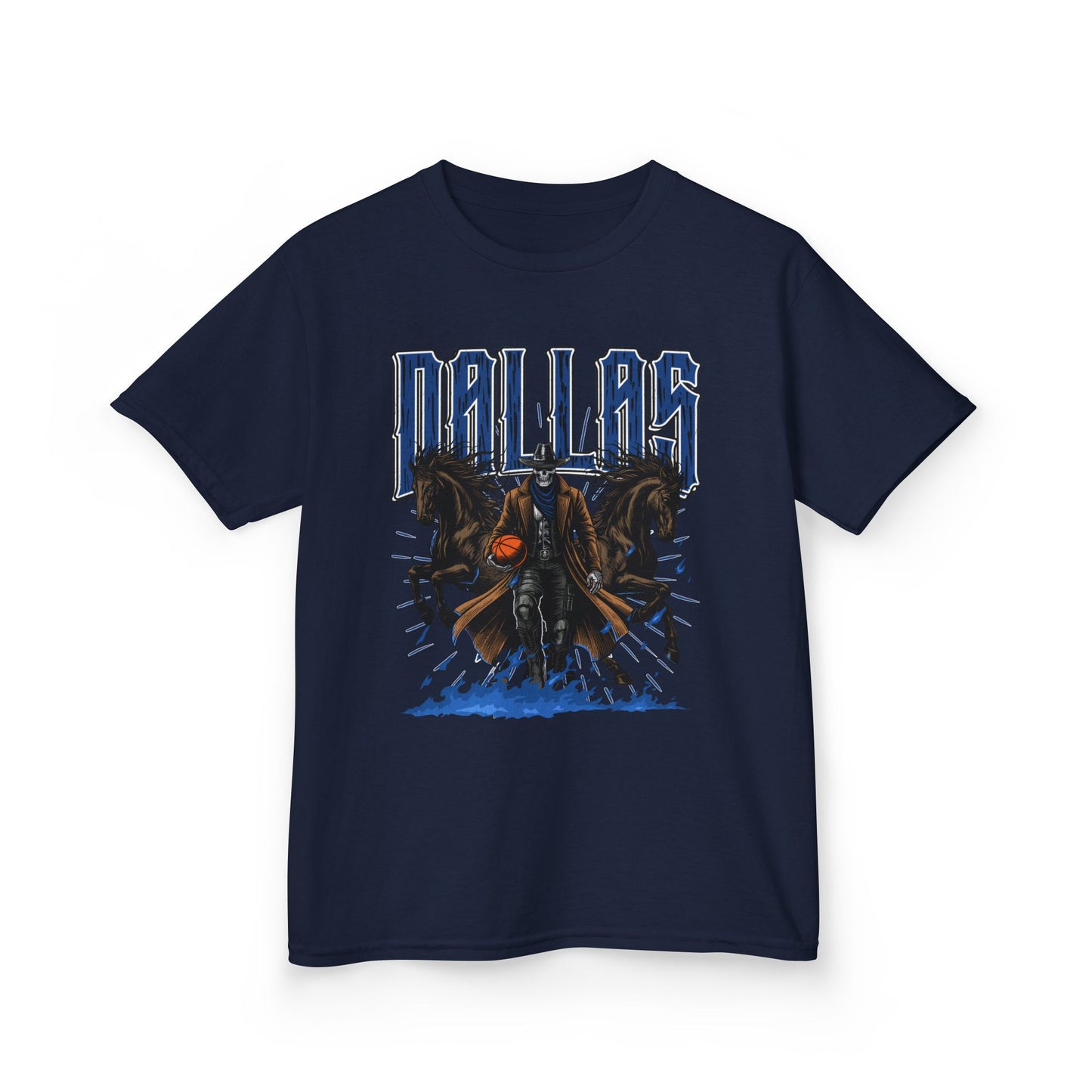 DALLAS BASKETBALL Kids Heavy Cotton Tee, NBA Fan Tee, Basketball Team Shirt, Skeleton Tshirt, Sports Gift, Wicked Weaves