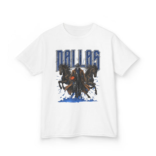DALLAS BASKETBALL Kids Heavy Cotton Tee, NBA Fan Tee, Basketball Team Shirt, Skeleton Tshirt, Sports Gift, Wicked Weaves