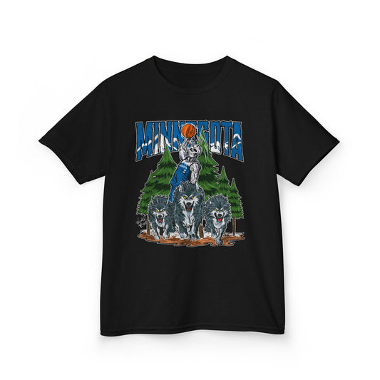 MINNESOTA Basketball Kids Heavy Cotton Tee, NBA Fan Tee, TIMBERWOLVES  Basketball Team Shirt, Skeleton Tshirt, Sports Gift, Wicked Weaves