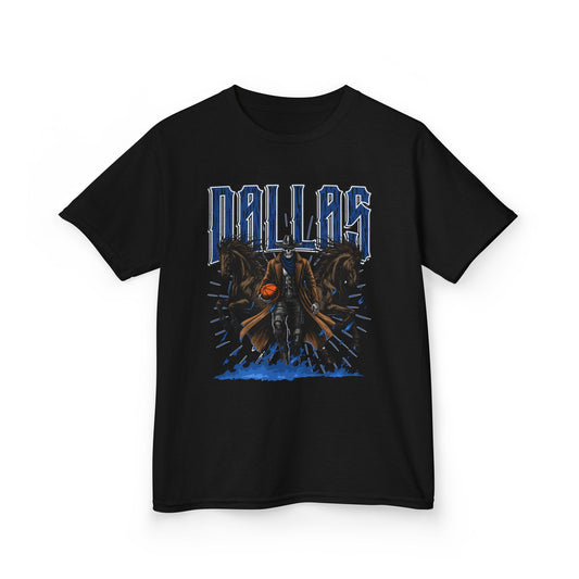DALLAS BASKETBALL Kids Heavy Cotton Tee, NBA Fan Tee, Basketball Team Shirt, Skeleton Tshirt, Sports Gift, Wicked Weaves